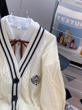 Ndyad Korean style V-neck JK cardigan autumn new style outer wear knitted sweater jacket for women HZ1024