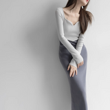 Ndyad panel knitted long sleeve dress HZ1024
