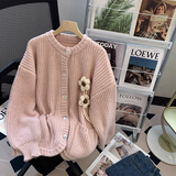 Ndyad Gentle Style Thick Round Neck Knitted Cardigan HZ1024