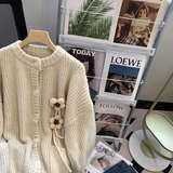 Ndyad Gentle Style Thick Round Neck Knitted Cardigan HZ1024