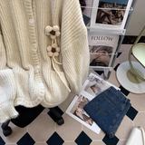 Ndyad Gentle Style Thick Round Neck Knitted Cardigan HZ1024