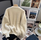 Ndyad Gentle Style Thick Round Neck Knitted Cardigan HZ1024