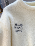 Ndyad fur soft round neck pullover sweater HZ1024