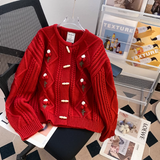 Evafashion round neck cardigan sweater HZ1024