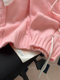 Ndyad style gentle bowknot V-neck sweater HZ1024