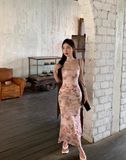 Ndyad slim backless suspender dress with butterfly print HZ1024