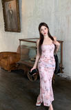 Ndyad slim backless suspender dress with butterfly print HZ1024