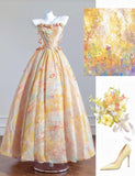 Ndyad Butter Yellow Strapless Satin A-Line Long Prom Dresses Unique Wedding Dresses HZ1024