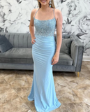 Ndyad Backless Mermaid Lace Green Long Prom Dress, Green Formal Elegant Evening Dress Wedding Guest Dress HZ1024