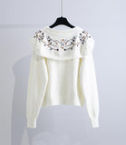 Ndyad Embroidered Long-sleeved Cardigan Sweater HZ1024
