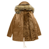 Ndyad Womens Winter Coats Faux Fur Lining Parka With Fur Hood HZ1024