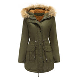 Ndyad Womens Winter Coats Faux Fur Lining Parka With Fur Hood HZ1024