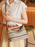 Ndyad Straw Large Capacity Woven Bag Shoulder Messenger Bag HZ1024