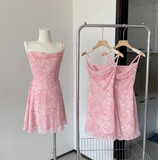 Evafashion romantic floral suspender dress HZ1024