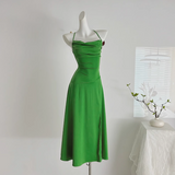 Ndyad Satin Swing Neck Suspender Dress Birthday Dress HZ1024
