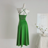 Ndyad Satin Swing Neck Suspender Dress Birthday Dress HZ1024