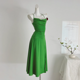 Ndyad Satin Swing Neck Suspender Dress Birthday Dress HZ1024