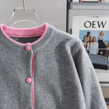 Ndyad color crew neck knitted cardigan HZ1024