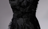 Ndyad A-line V-neck satin long prom dress, black evening dress HZ1024