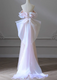 Ndyad Pink A-line off-shoulder tulle sequins beaded long prom dress, pink evening dress HZ1024