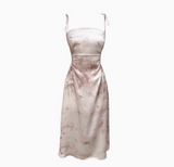 Ndyad lace-up suspenders sexy slim dress for women summer exposed waist hollow design skirt HZ1024