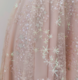 Ndyad pink A-line tulle sequin short prom dress, light pink homecoming dress HZ1024