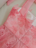Ndyad A-line tulle lace short prom dress, pink homecoming dress HZ1024
