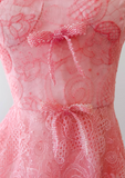 Ndyad A-line tulle lace short prom dress, pink homecoming dress HZ1024