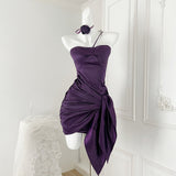 Ndyad Floral Halter Neck Satin Tube Dress HZ1024