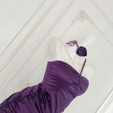 Ndyad Floral Halter Neck Satin Tube Dress HZ1024