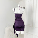 Ndyad Floral Halter Neck Satin Tube Dress HZ1024