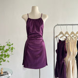 Ndyad style waist-baring halter neck pleated dress HZ1024