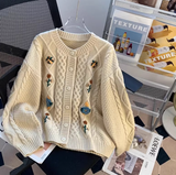 Ndyad twisted round neck embroidered cardigan HZ1024