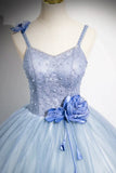 Ndyad A-Line Spaghetti Strap Tulle Floor Length Prom Dress, Pretty Evening Party Dress HZ1024