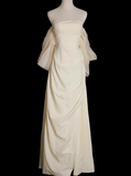 Ndyad A-line strapless satin long prom dress, apricot evening dress HZ1024