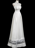 Ndyad A-line strapless satin long prom dress, white bridal dress HZ1024