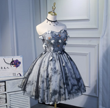 Ndyad A-line sweetheart neck tulle short prom dress, black homecoming dress birthday dress HZ1024