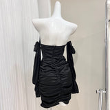 Ndyad strapless long sleeve hip dress birthday party dress HZ1024