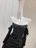 Ndyad strapless long sleeve hip dress birthday party dress HZ1024