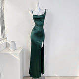 Ndyad style breast pad high slit suspender dress party dress HZ1024