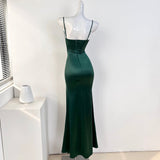 Ndyad style breast pad high slit suspender dress party dress HZ1024