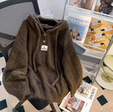 Ndyad Korean style loose hooded new autumn and winter hot-selling thickened knitted women's sweater HZ1024