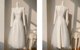 Ndyad style white A-line long-sleeved dress HZ1024