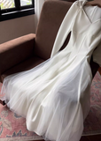 Ndyad style white A-line long-sleeved dress HZ1024