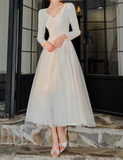 Ndyad style white A-line long-sleeved dress HZ1024