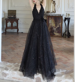 Ndyad fine shimmer tulle dress French halterneck backless dress HZ1024