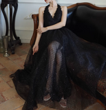 Ndyad fine shimmer tulle dress French halterneck backless dress HZ1024