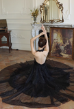 Ndyad fine shimmer tulle dress French halterneck backless dress HZ1024