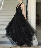 Ndyad fine shimmer tulle dress French halterneck backless dress HZ1024