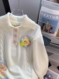 Ndyad style polo collar cute sweet long sleeve sweater HZ1024